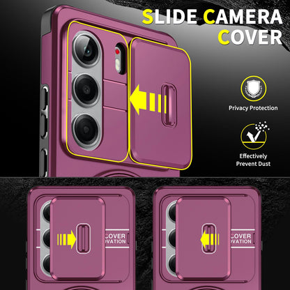 For Tecno Camon 40 Pro 4G Sliding Camshield Ring Holder Phone Case - Cherry Red - EDA010162901H