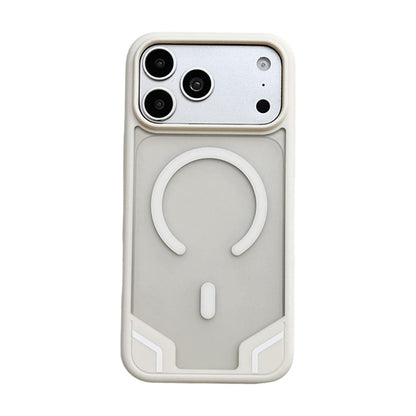 For iPhone 18 Pro Armor 2 in 1 TPU Hybrid PC Frosted Magnetic Phone Case - White - EDA010168104B