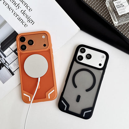 For iPhone 18 Pro Armor 2 in 1 TPU Hybrid PC Frosted Magnetic Phone Case - White - EDA010168104B