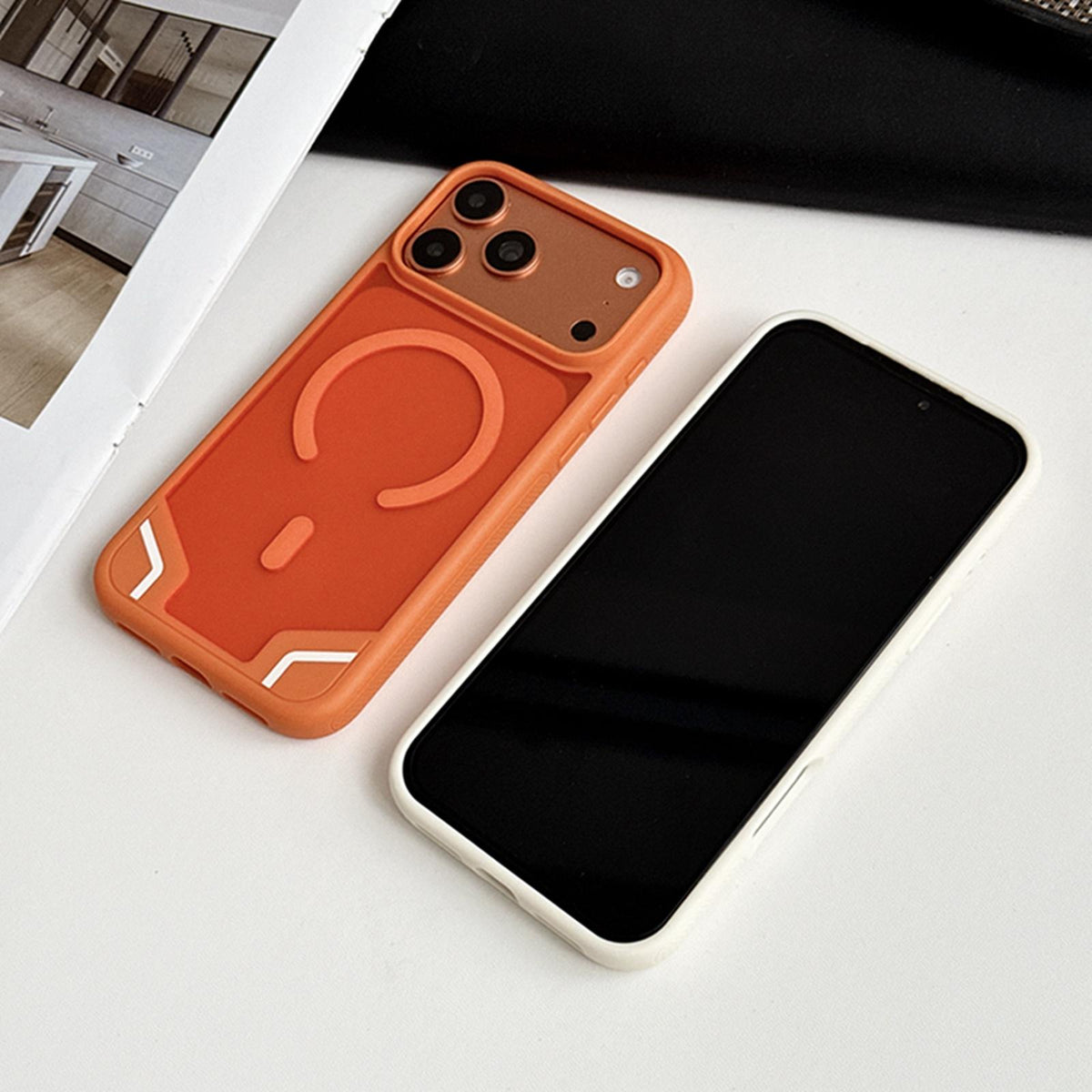 For iPhone 18 Pro Armor 2 in 1 TPU Hybrid PC Frosted Magnetic Phone Case - White - EDA010168104B