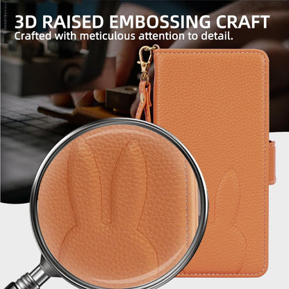 For Sony Xperia 1 VI Bunny Ears Side Magnetic Clasp Vegan Leather Phone Case with Wrist Strap - Brown - EDA010169206C