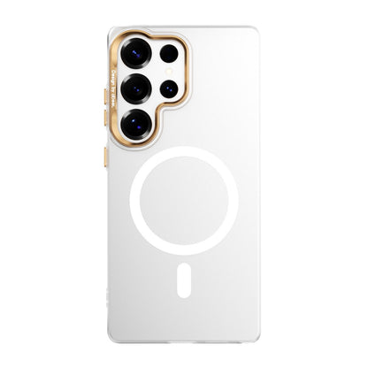For Samsung Galaxy S25 Ultra 5G ABEEL Lightweight Semi Transparent Frosted Magnetic PC Phone Case - White - EDA010173604A
