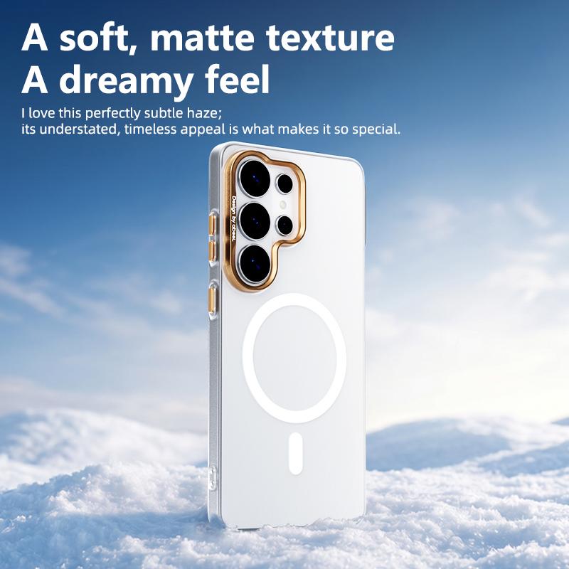 For Samsung Galaxy S25 Ultra 5G ABEEL Lightweight Semi Transparent Frosted Magnetic PC Phone Case - White - EDA010173604A