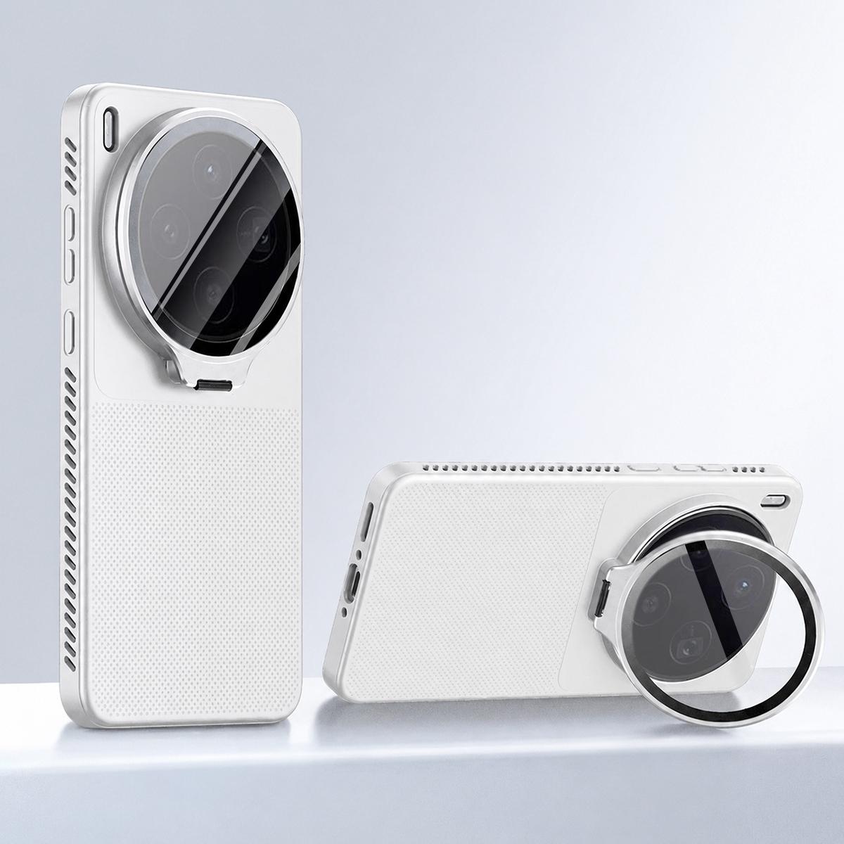 For vivo X300 Flip-Out Camera Cover Stand Honeycomb Cooling Phone Case - White - EDA010175604B