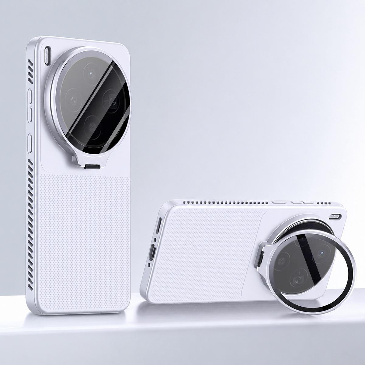 For vivo X300 Flip-Out Camera Cover Stand Honeycomb Cooling Phone Case - Purple - EDA010175604D