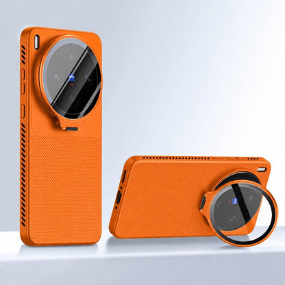 For vivo X300s Flip-Out Camera Cover Stand Honeycomb Cooling Phone Case - Orange - EDA010175606A