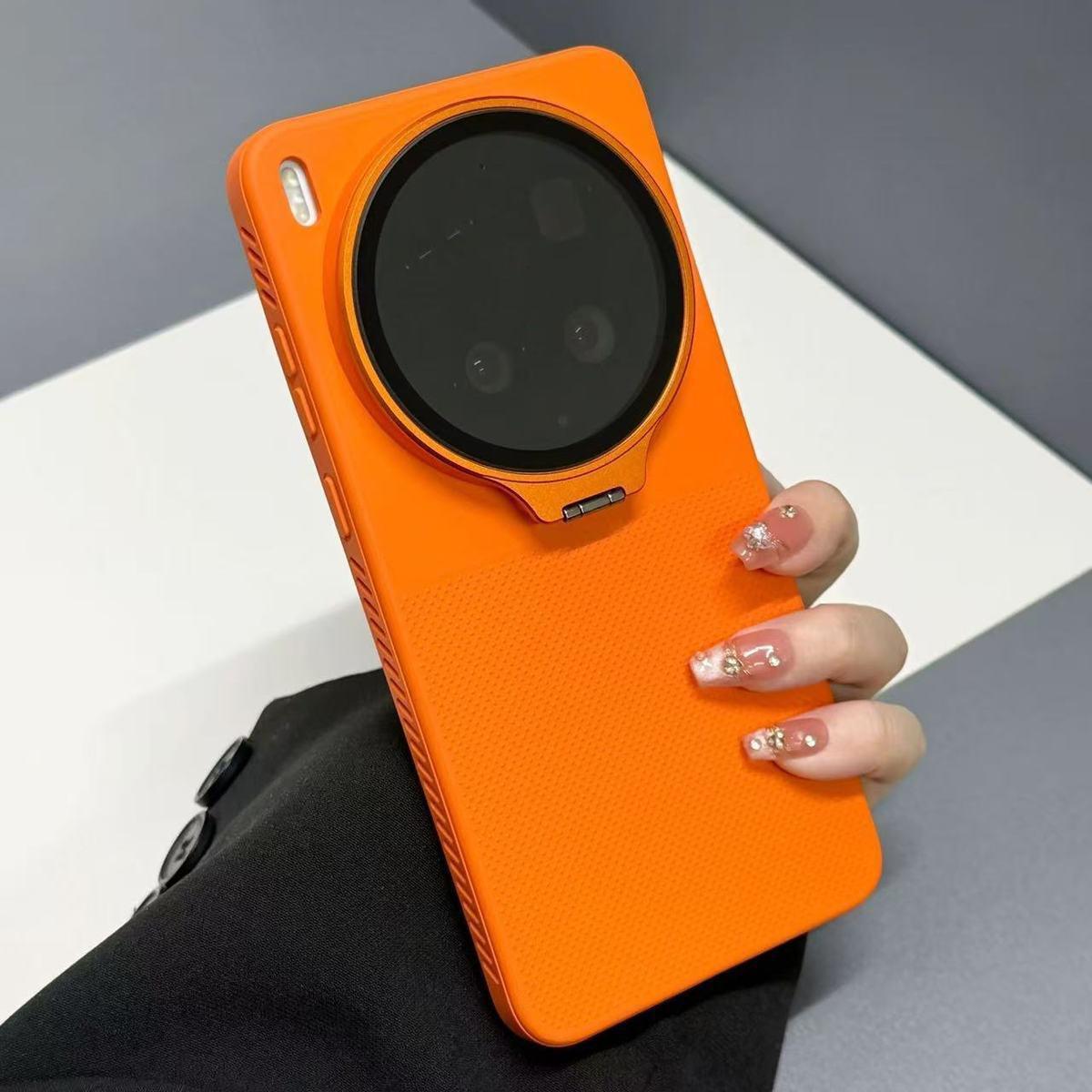 For vivo X300s Flip-Out Camera Cover Stand Honeycomb Cooling Phone Case - Orange - EDA010175606A