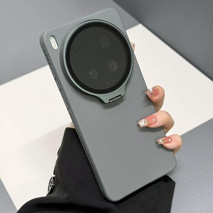 For vivo X300s Flip-Out Camera Cover Stand Honeycomb Cooling Phone Case - Grey - EDA010175606E