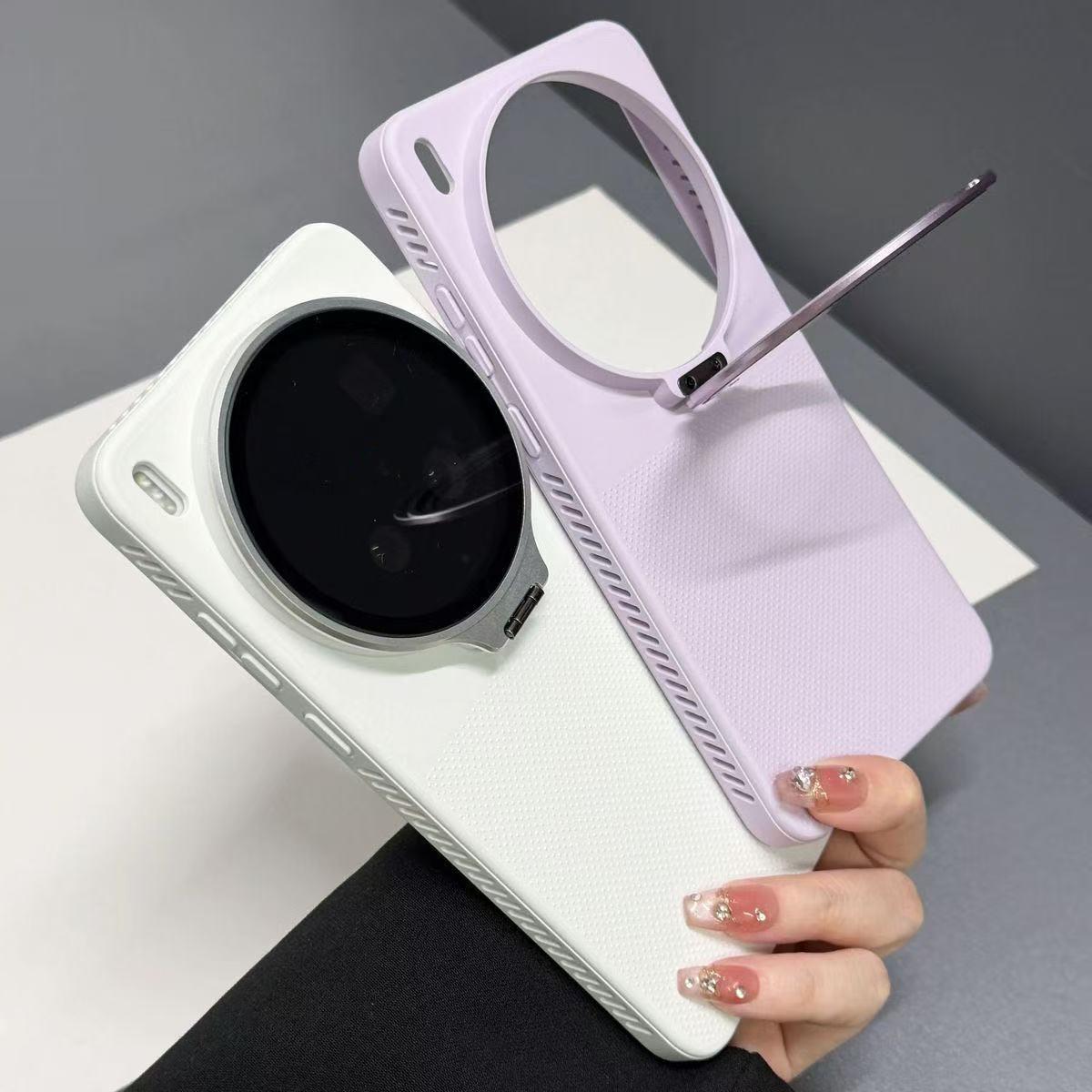 For vivo X300s Flip-Out Camera Cover Stand Honeycomb Cooling Phone Case - Orange - EDA010175606A