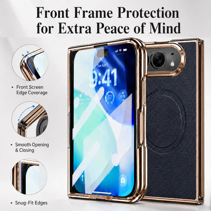 For iPhone Duo Litchi Texture Magnetic Integrated Film Phone Case - Black - EDA010176601A