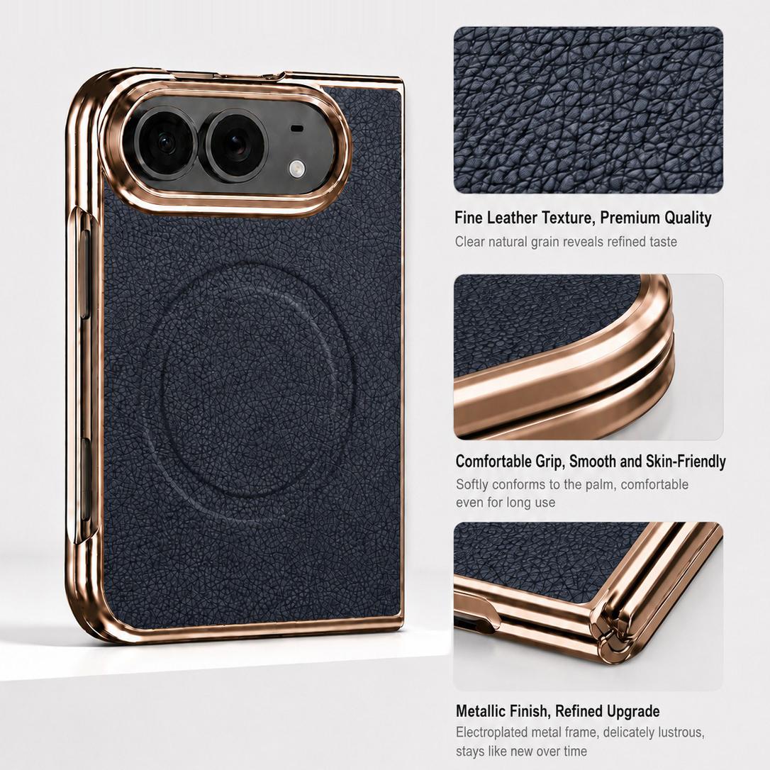 For iPhone Duo Litchi Texture Magnetic Integrated Film Phone Case - Blue - EDA010176601B