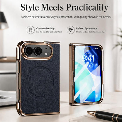 For iPhone Duo Litchi Texture Magnetic Integrated Film Phone Case - Blue - EDA010176601B