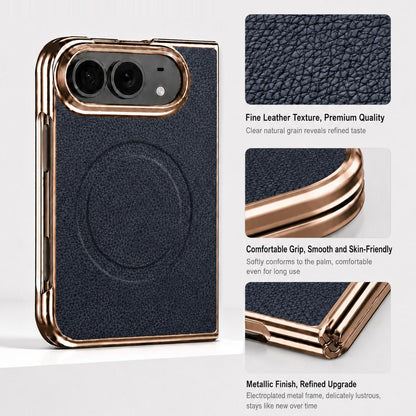For iPhone Duo Litchi Texture Magnetic Integrated Film Phone Case - Brown - EDA010176601D