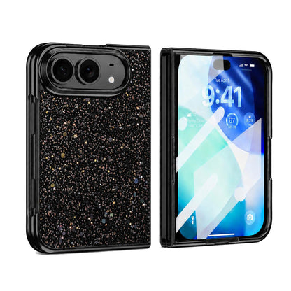For iPhone Duo Flash Diamond Integrated Film Phone Case - Black - EDA010176701A