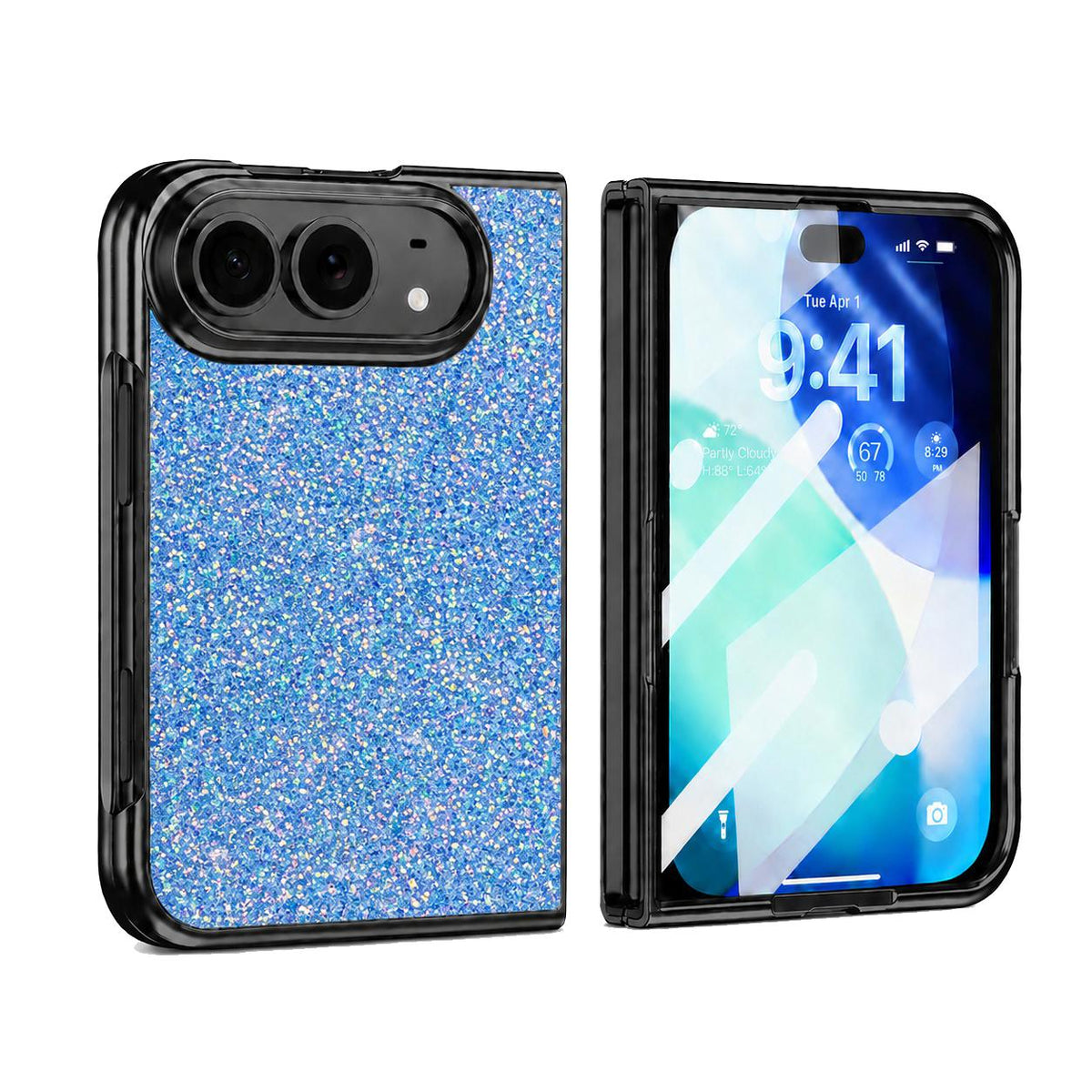 For iPhone Duo Flash Diamond Integrated Film Phone Case - Blue - EDA010176701B