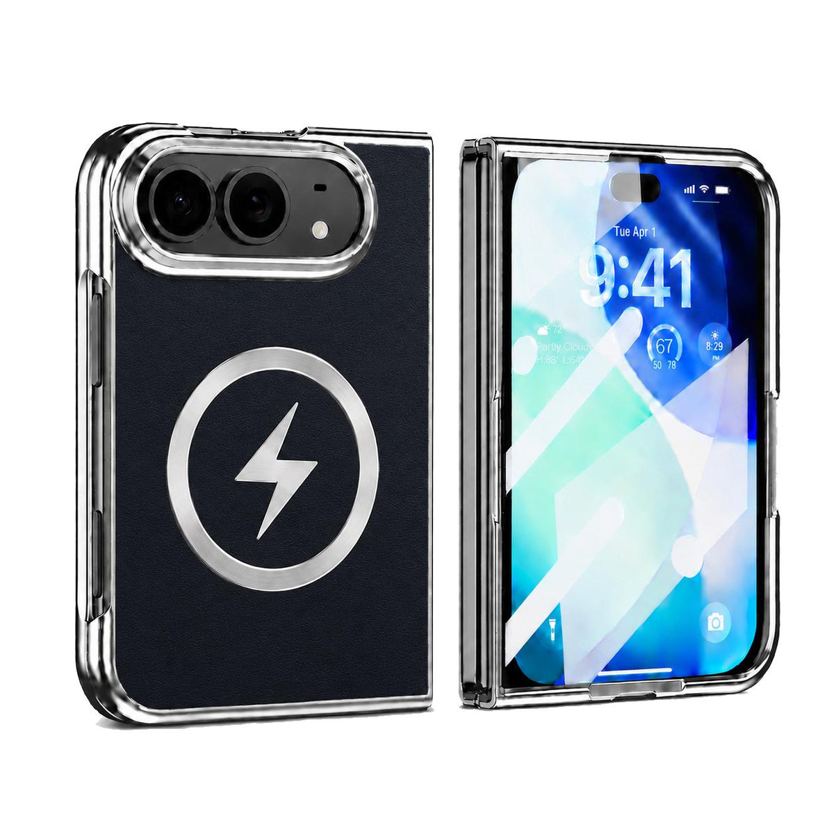 For iPhone Duo Flash Magnetic Integrated Film Phone Case - Black - EDA010177101A