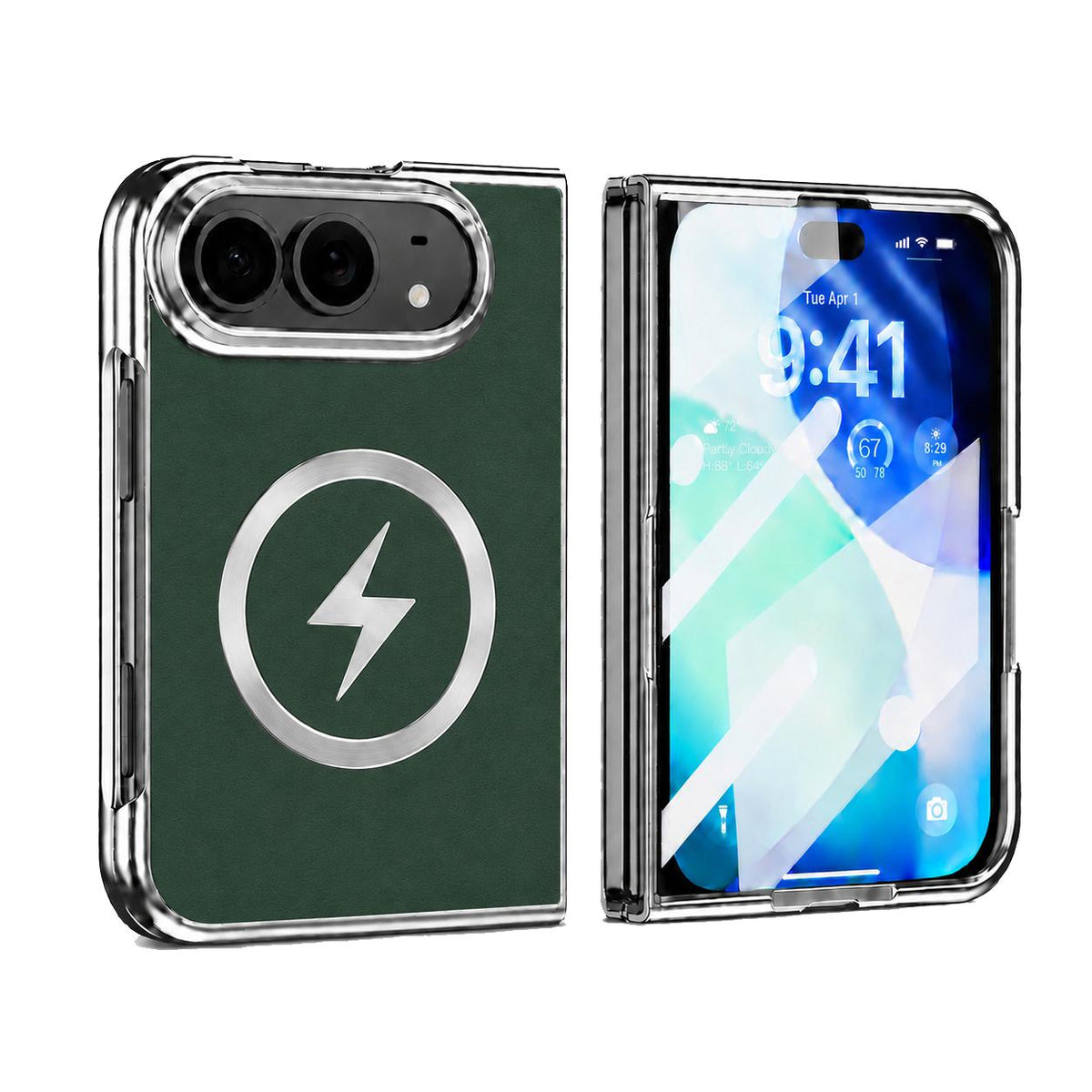 For iPhone Duo Flash Magnetic Integrated Film Phone Case - Green - EDA010177101B