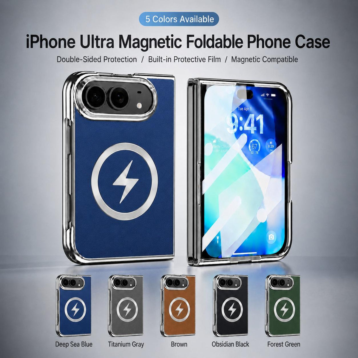 For iPhone Duo Flash Magnetic Integrated Film Phone Case - Blue - EDA010177101D