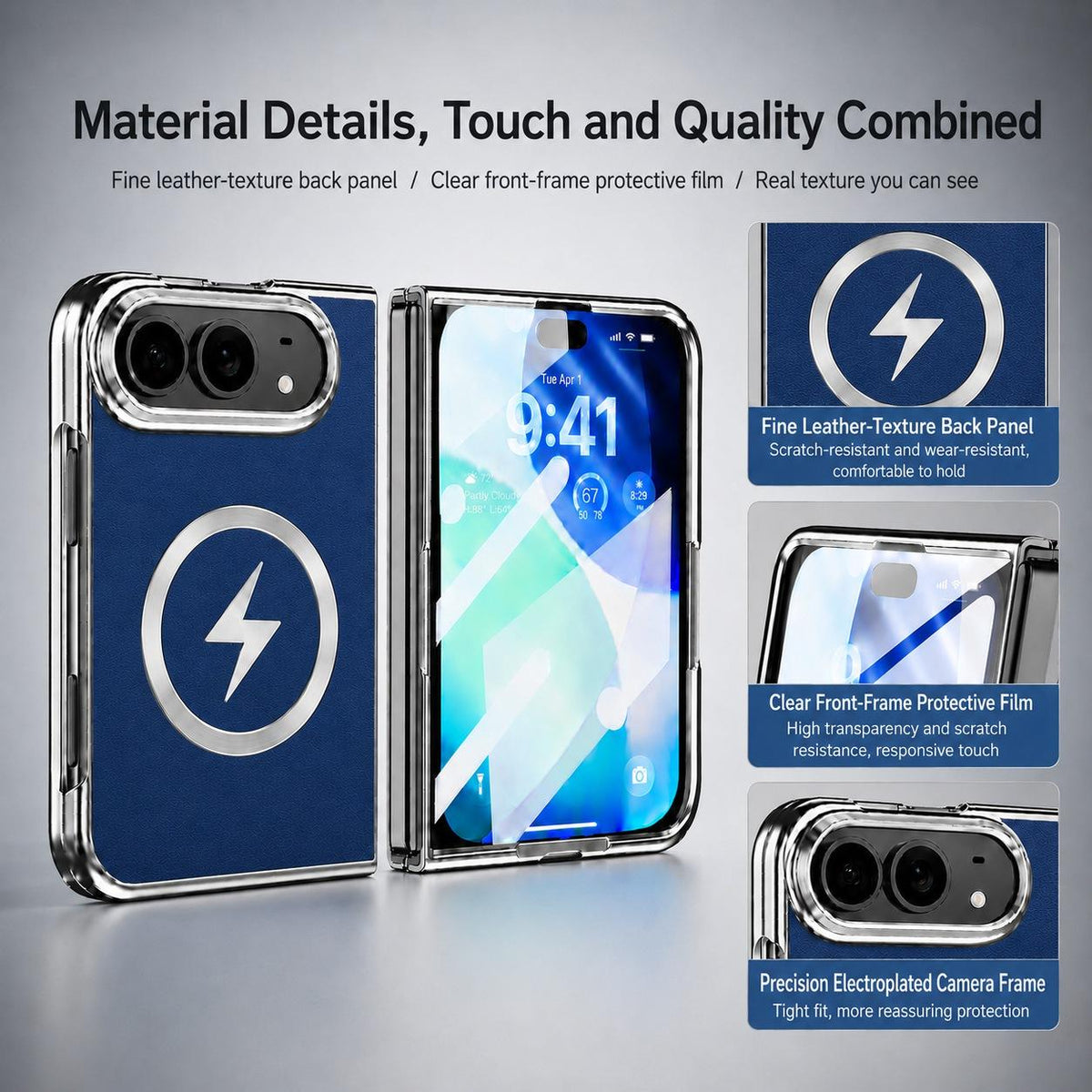 For iPhone Duo Flash Magnetic Integrated Film Phone Case - Blue - EDA010177101D