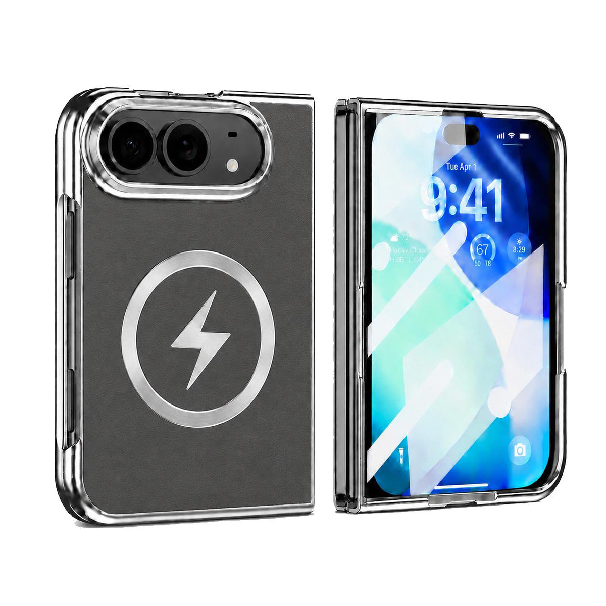 For iPhone Duo Flash Magnetic Integrated Film Phone Case - Grey - EDA010177101E