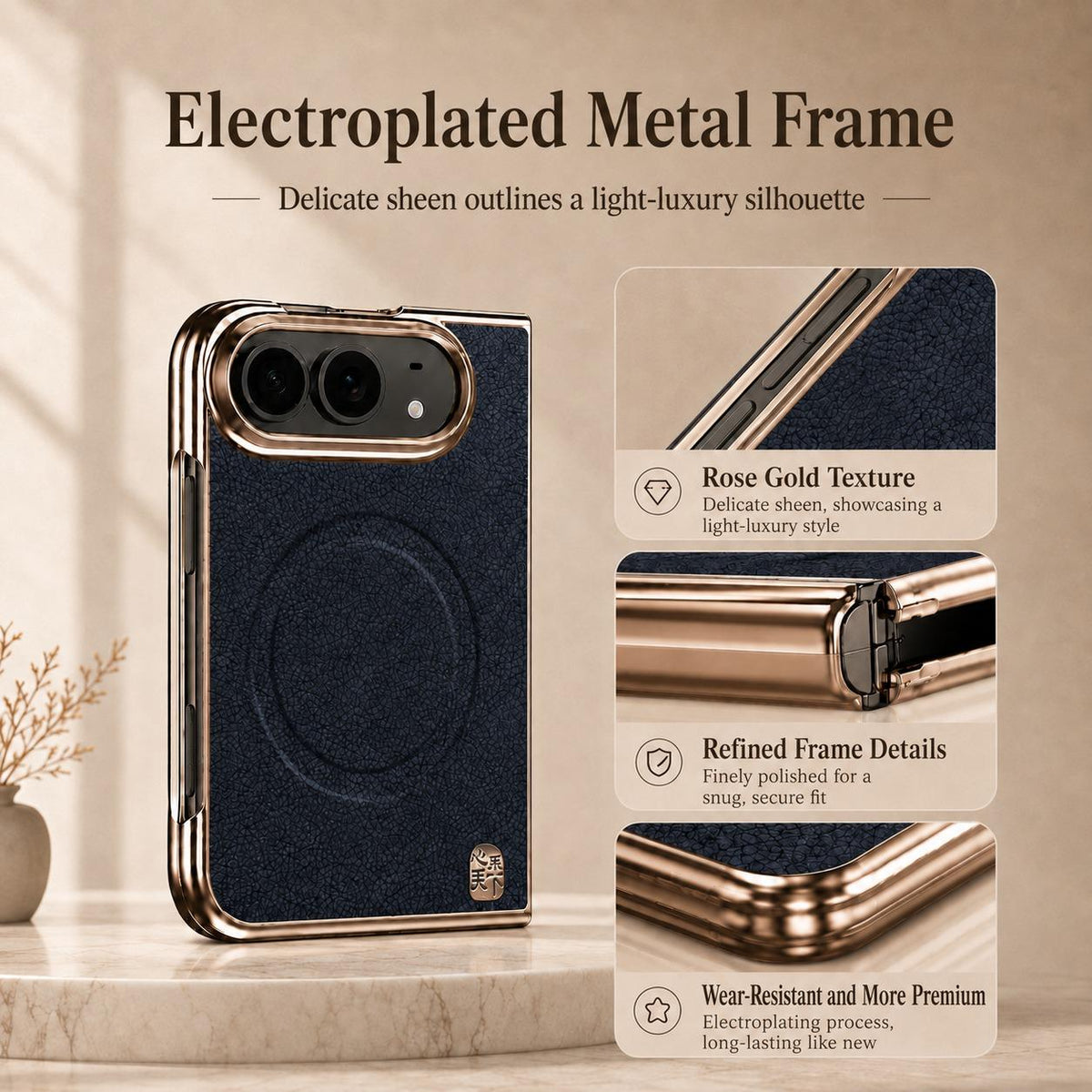 For iPhone Duo Litchi-Grain Magnetic Integrated Screen Protector Phone Case - Brown - EDA010177901D