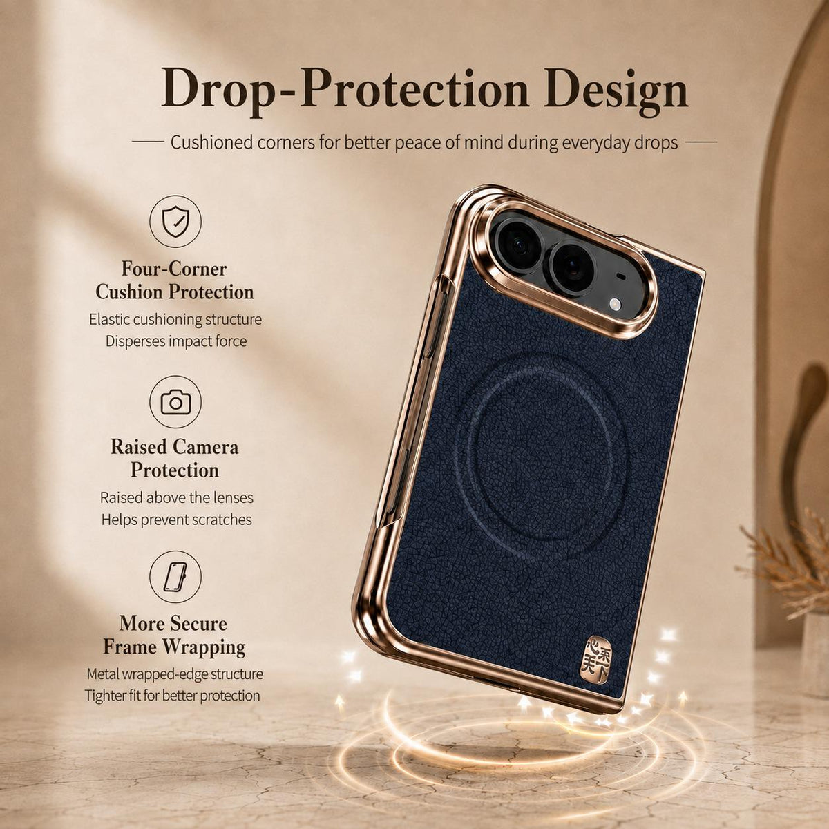 For iPhone Duo Litchi-Grain Magnetic Integrated Screen Protector Phone Case - Brown - EDA010177901D