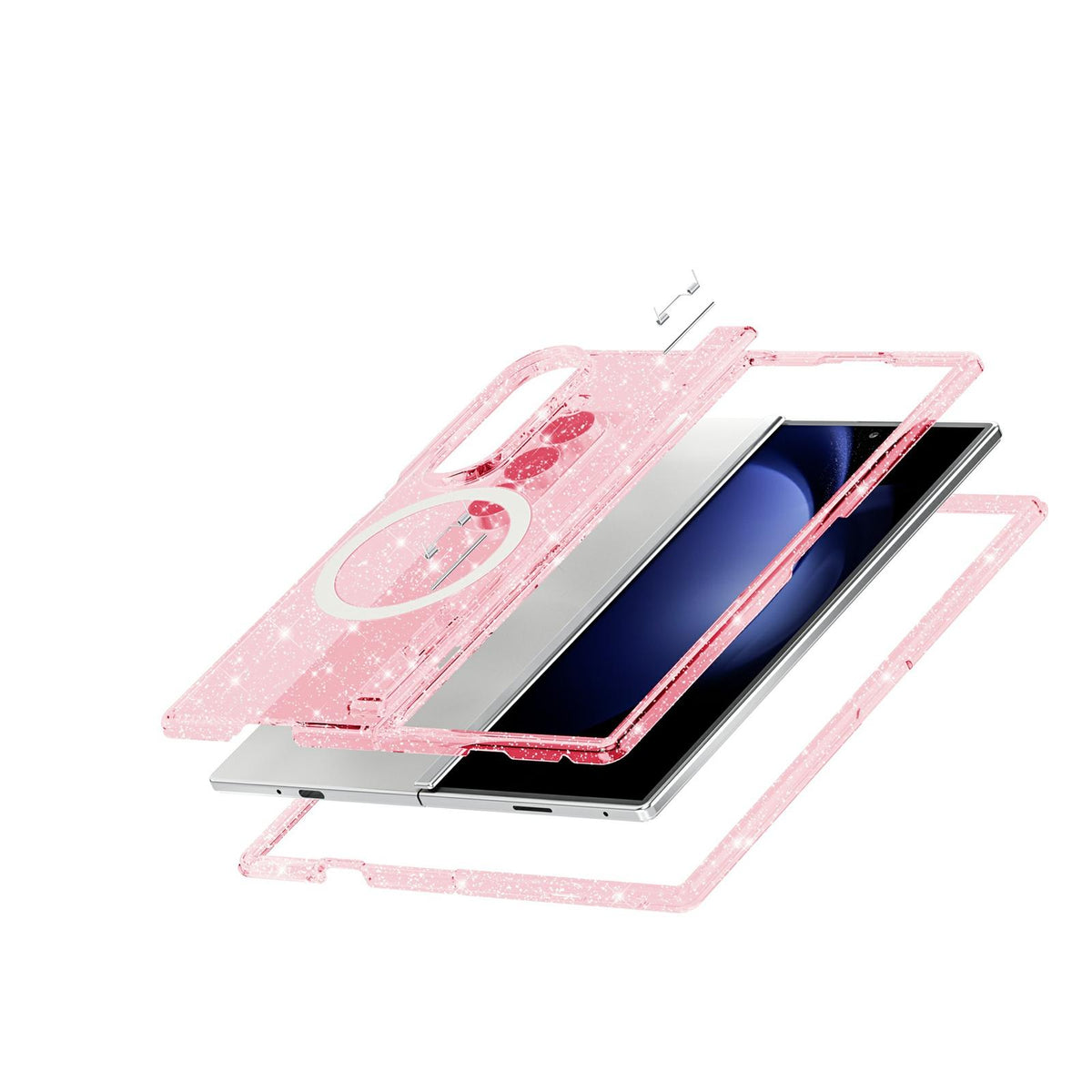 For Galaxy Z Fold8 Ultra 5G Terminator Style Glitter Powder MagSafe Magnetic Phone Case - Pink - EDA010178102B