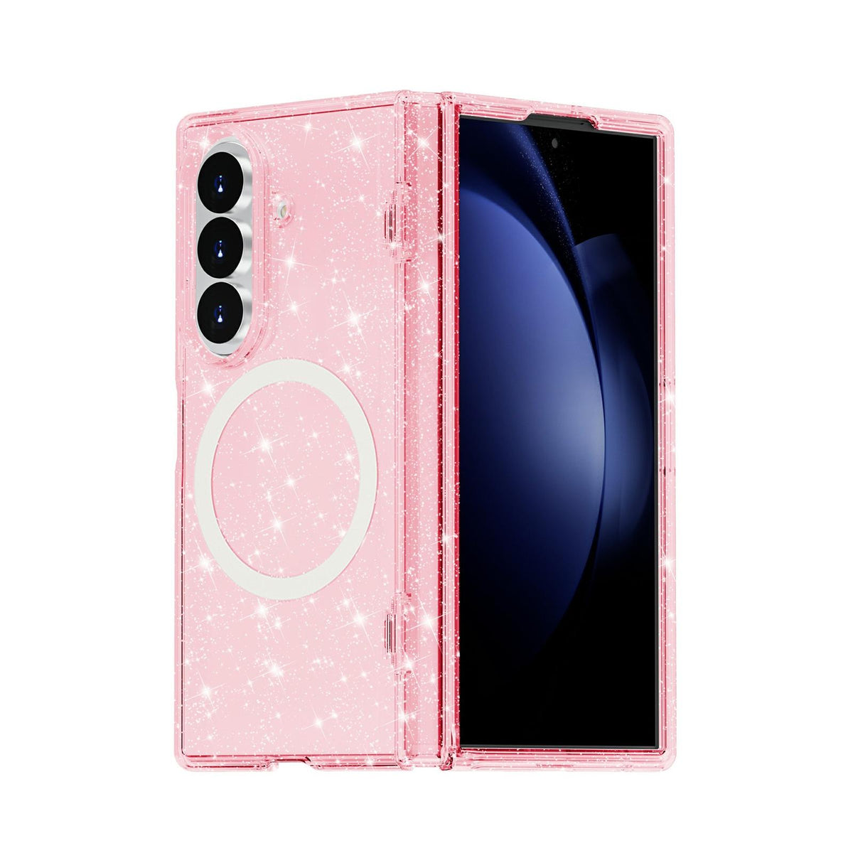 For Galaxy Z Fold8 Ultra 5G Terminator Style Glitter Powder MagSafe Magnetic Phone Case - Pink - EDA010178102B
