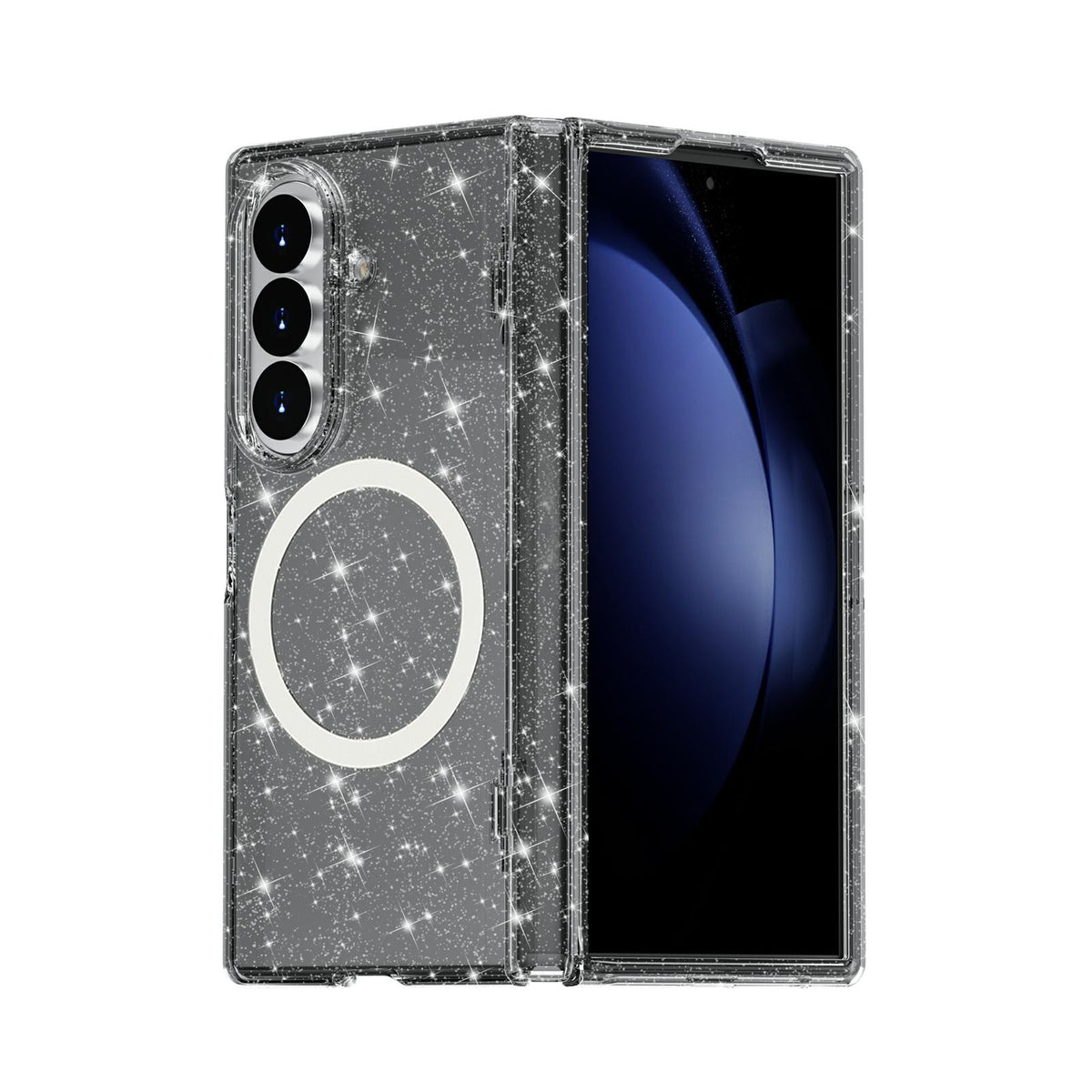 For Galaxy Z Fold8 Ultra 5G Terminator Style Glitter Powder MagSafe Magnetic Phone Case - Black - EDA010178102C