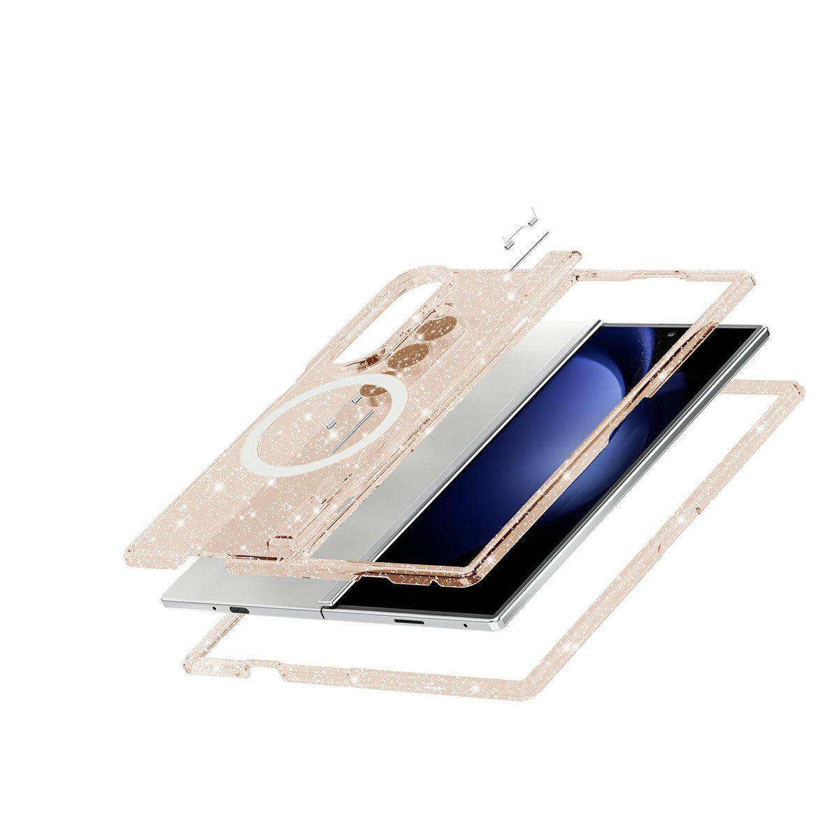 For Galaxy Z Fold8 Ultra 5G Terminator Style Glitter Powder MagSafe Magnetic Phone Case - Gold - EDA010178102D
