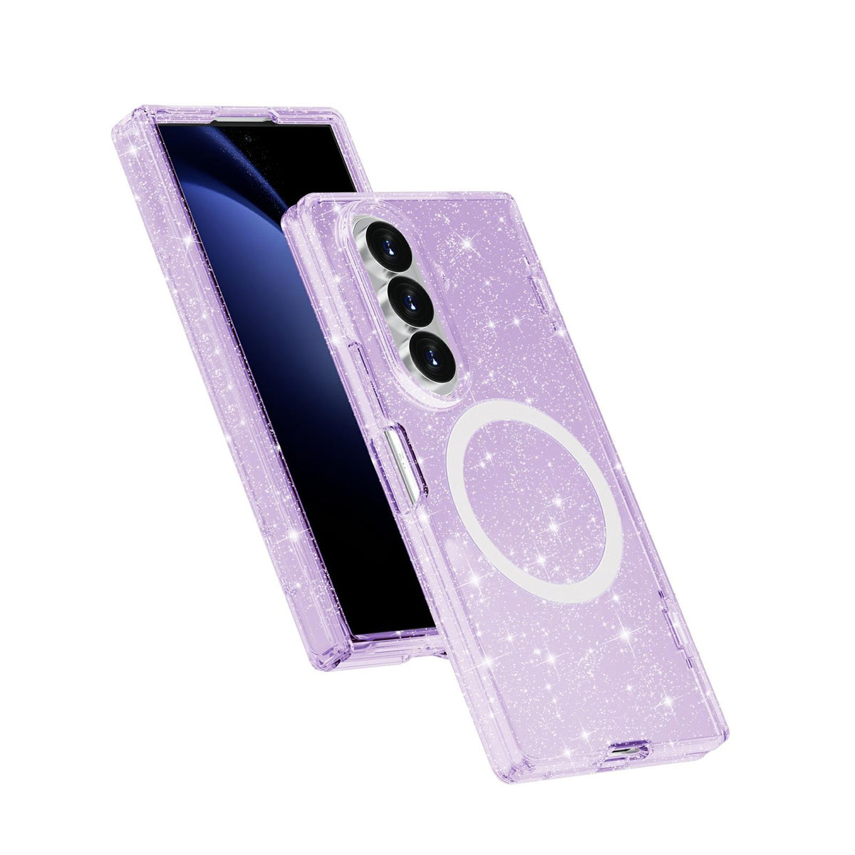 For Galaxy Z Fold8 Ultra 5G Terminator Style Glitter Powder MagSafe Magnetic Phone Case - Purple - EDA010178102E