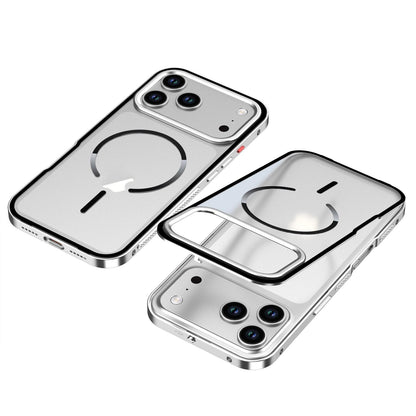 For iPhone 18 Pro Single-sided Snap Buckle Metal Frame Frosted MagSafe Phone Case - Silver - EDA010178602E