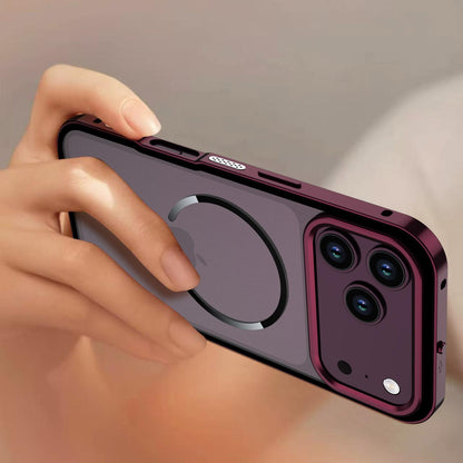 For iPhone 18 Pro Max Single-sided Snap Buckle Metal Frame Frosted MagSafe Phone Case - Orange - EDA010178601A