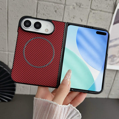 For iPhone Duo Fiber Texture Fine Circle Magnetic Phone Case - Red - EDA010180201C