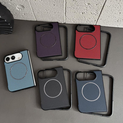 For iPhone Duo Fiber Texture Fine Circle Magnetic Phone Case - Red - EDA010180201C