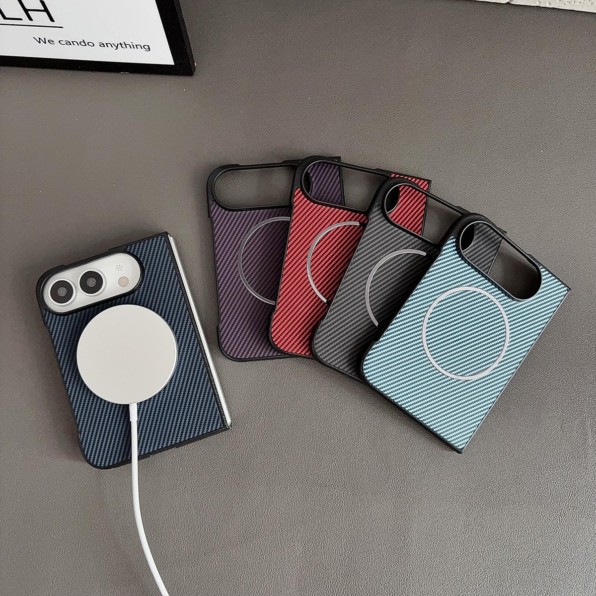 For iPhone Duo Fiber Texture Fine Circle Magnetic Phone Case - Red - EDA010180201C