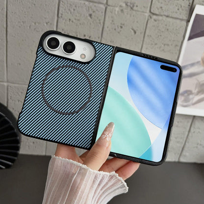 For iPhone Duo Fiber Texture Fine Circle Magnetic Phone Case - Light Blue - EDA010180201D