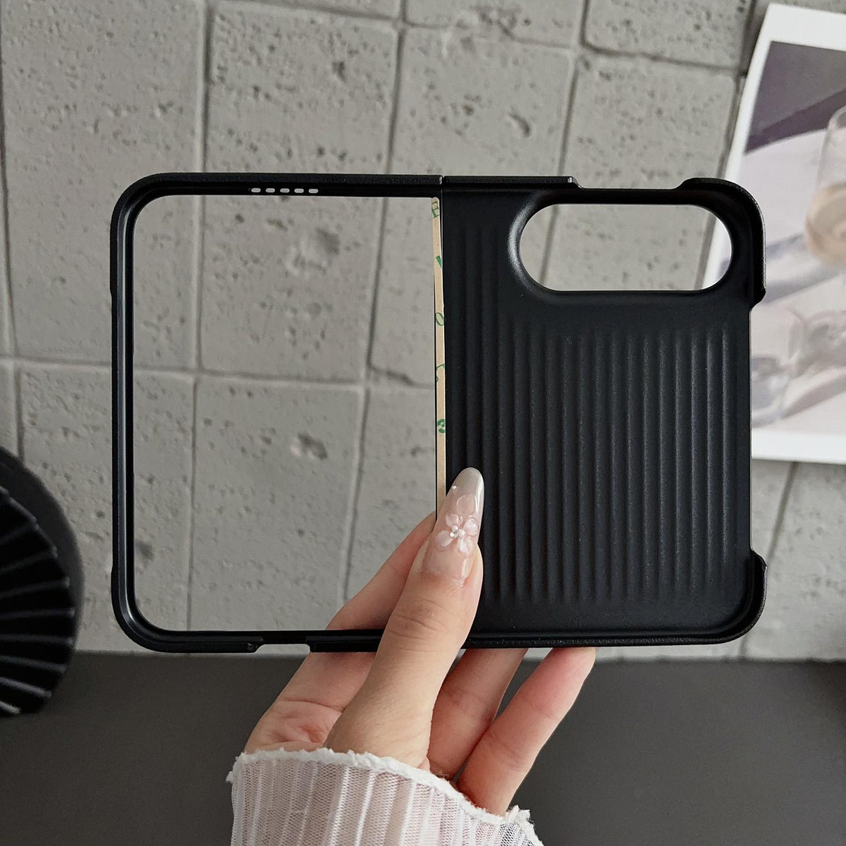 For iPhone Duo Fiber Texture Fine Circle Magnetic Phone Case - Light Blue - EDA010180201D