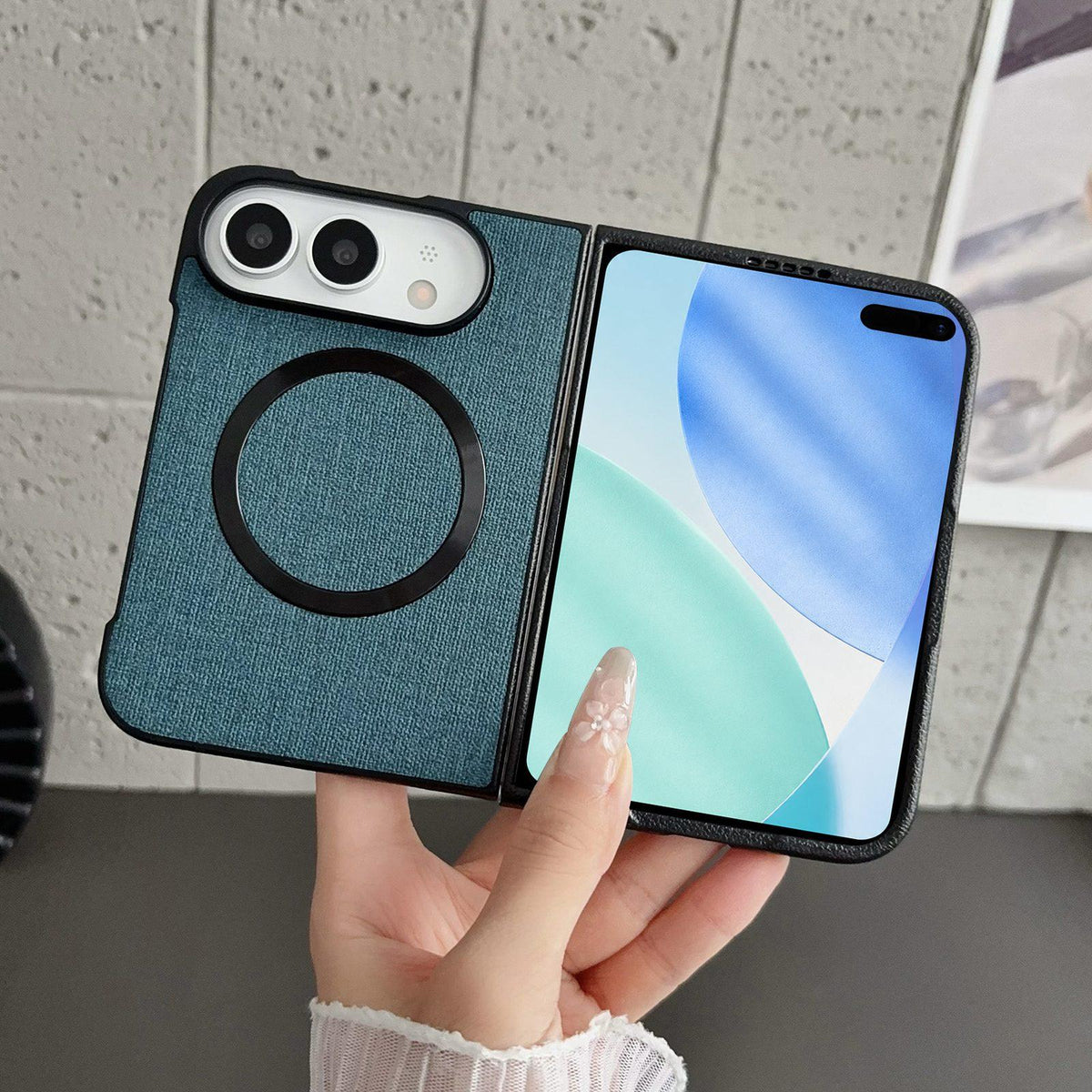 For iPhone Duo CD Magsafe Magnetic Cloth Texture Phone Case - Dark Green - EDA010180301F
