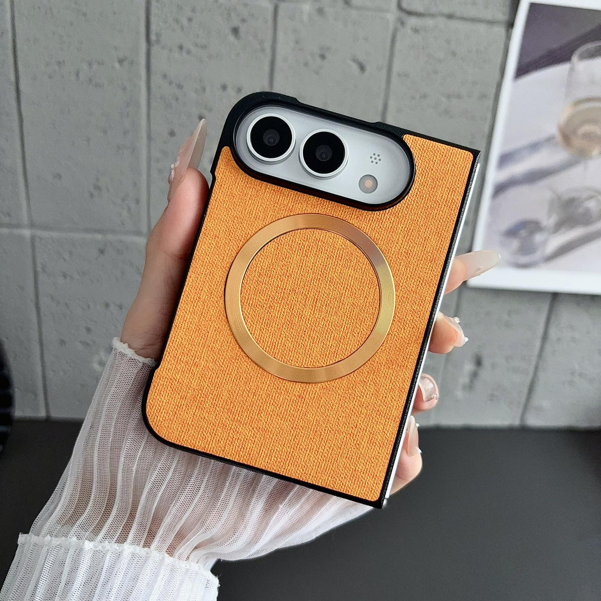 For iPhone Duo CD Magsafe Magnetic Cloth Texture Phone Case - Dark Green - EDA010180301F