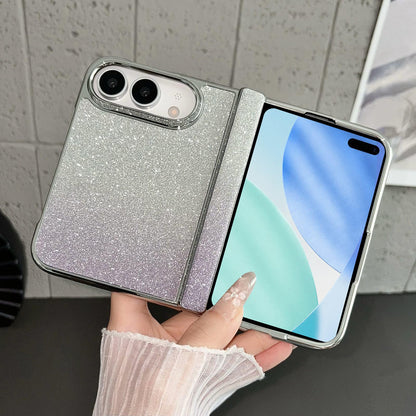 For iPhone Duo Rebound Hinge Gradient Bling Glitter Phone Case - Purple - EDA010180601C