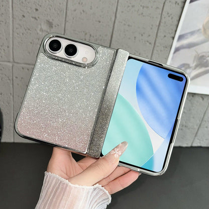 For iPhone Duo Rebound Hinge Gradient Bling Glitter Phone Case - Pink - EDA010180601D