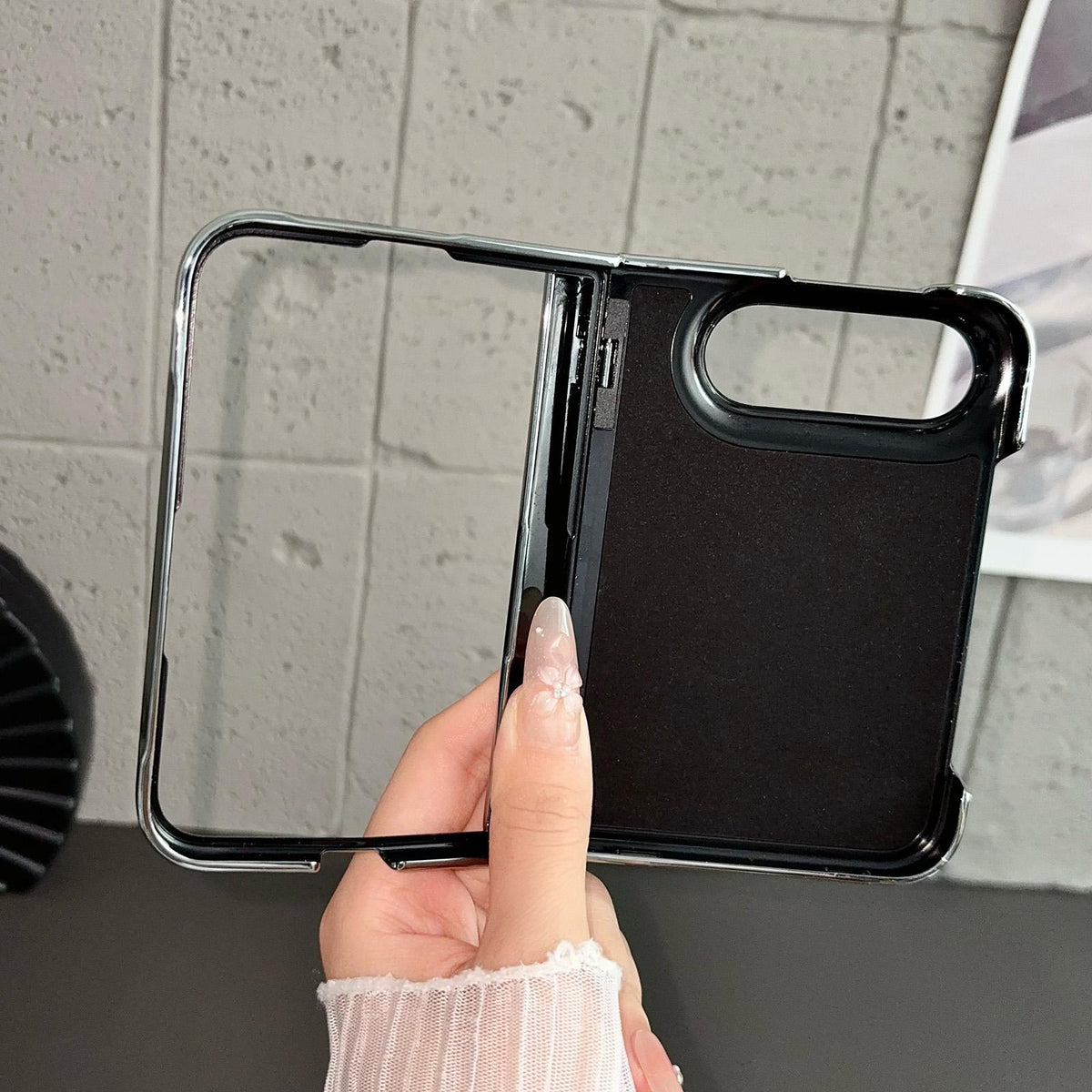 For iPhone Duo Rebound Hinge Gradient Bling Glitter Phone Case - Pink - EDA010180601D