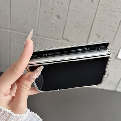 For iPhone Duo Rebound Hinge Electroplated Faux-Leather Magnetic Phone Case - Grey - EDA010180801D