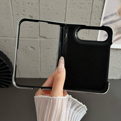 For iPhone Duo Rebound Hinge Electroplated Faux-Leather Magnetic Phone Case - Grey - EDA010180801D