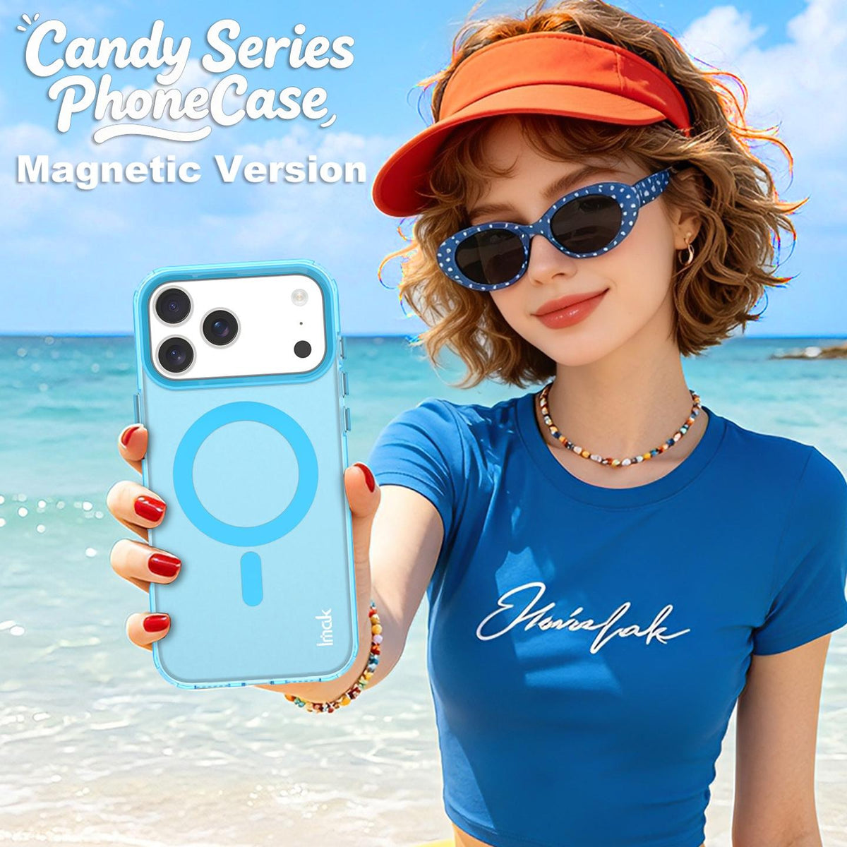 For iPhone 18 Pro Max imak Candy Series Magnetic Shockproof Phone Case - Blue - EDA010181201B