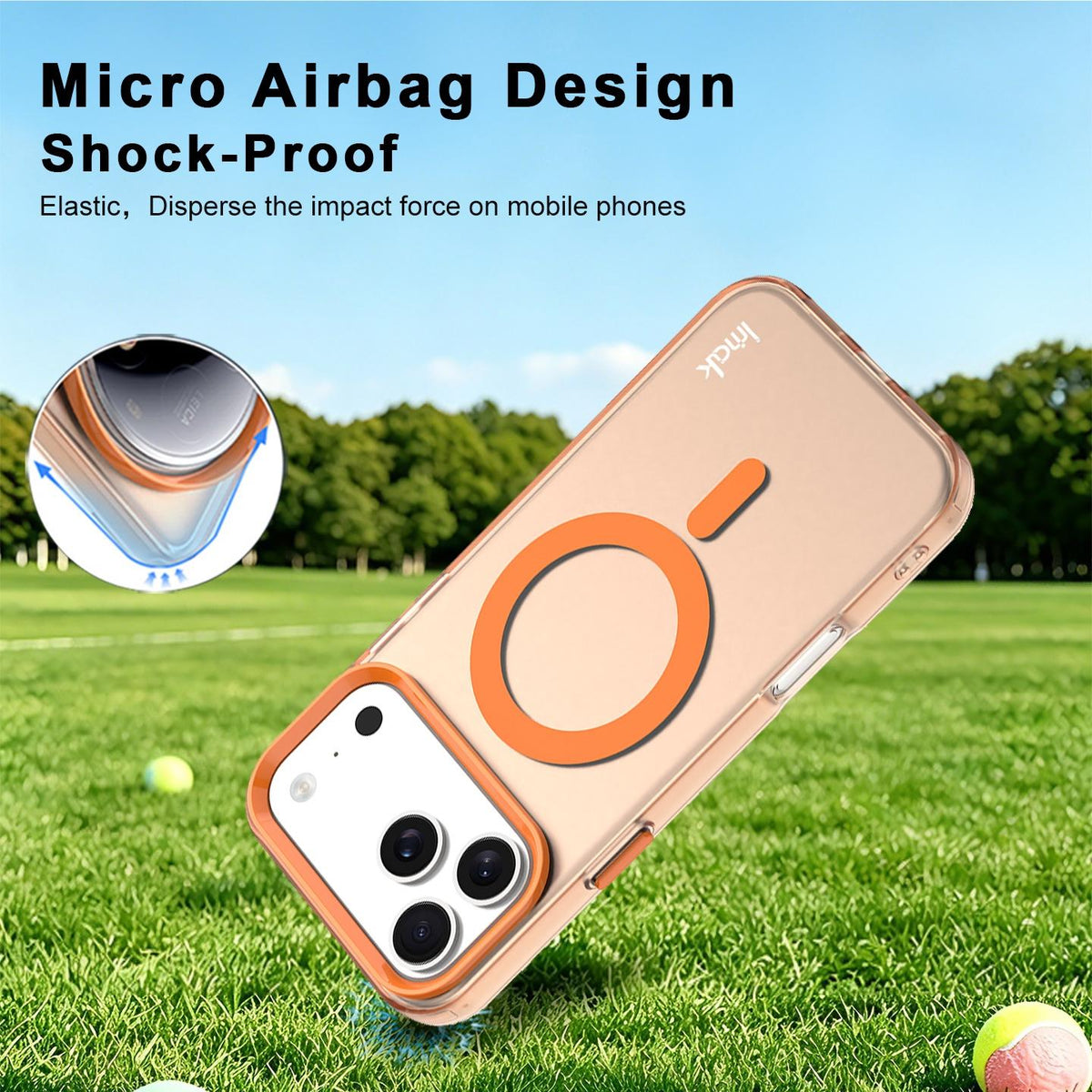 For iPhone 18 Pro imak Candy Series Magnetic Shockproof Phone Case - Orange - EDA010181202D