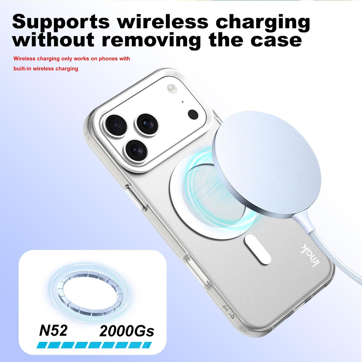 For iPhone 18 Pro imak Candy Series Magnetic Shockproof Phone Case - White - EDA010181202G