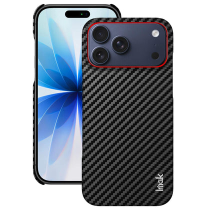 For iPhone 18 Pro Max imak Ruiyi Series Red Ring Carbon Fiber Texture Phone Case - Black - EDA010181401A
