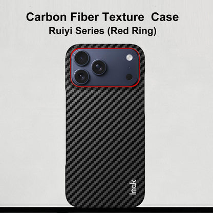 For iPhone 17 Pro imak Ruiyi Series Red Ring Carbon Fiber Texture Phone Case - Black - EDA010181404A